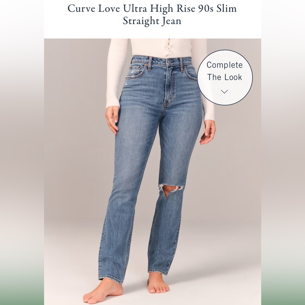 Abercrombie & Fitch Curve Love Ultra High Rise 90s Slim Straight Jean